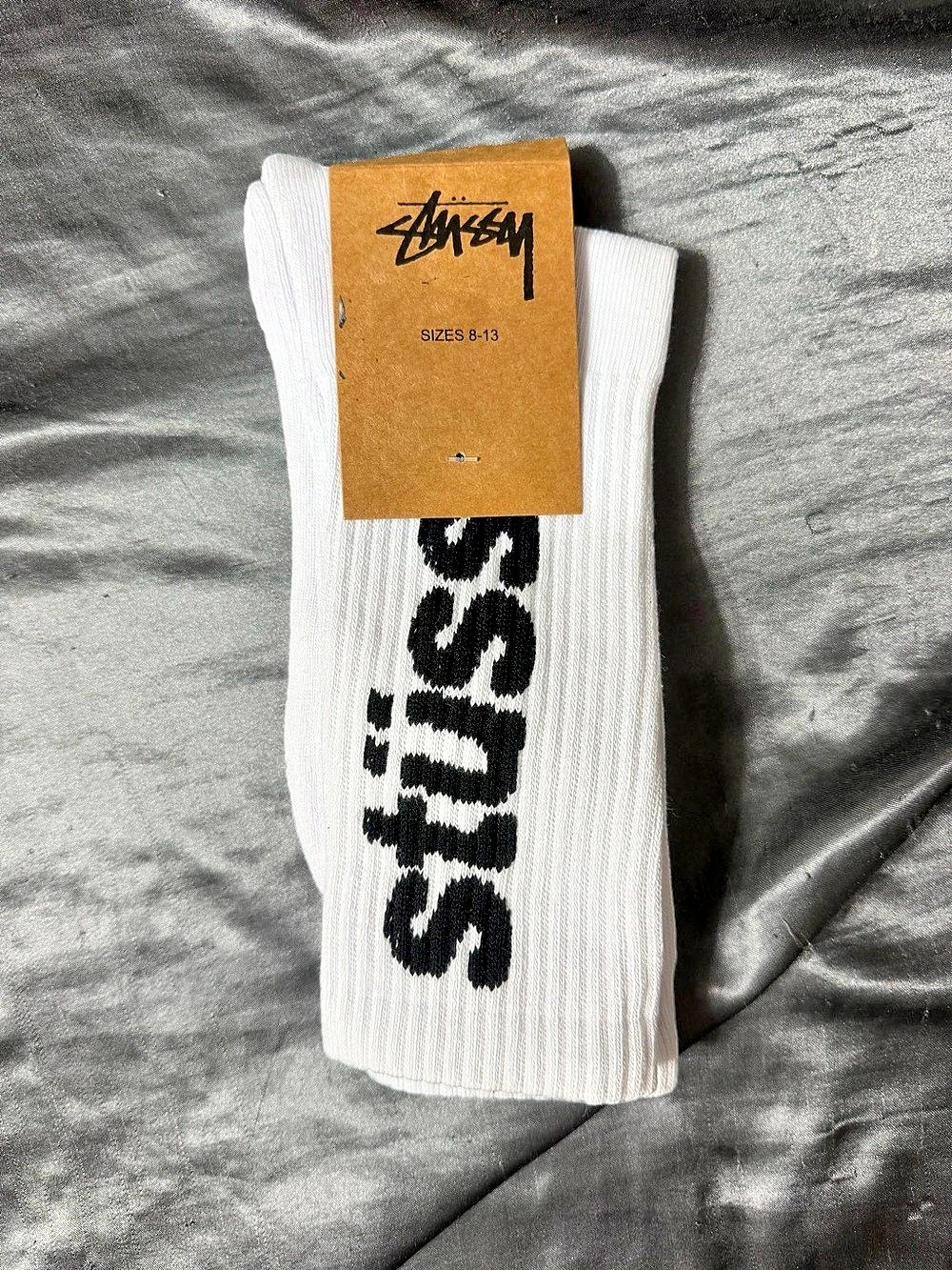 Stussy Stock Crew Socks White & Black 8-13